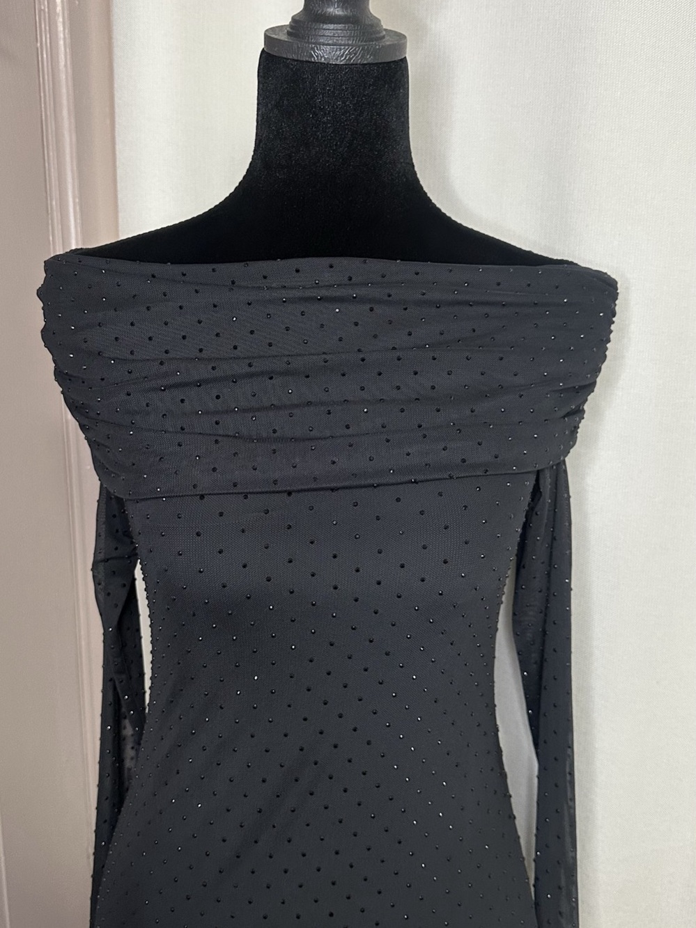 Abercrombie and Fitch Black rhinestone Off-Shoulder Maxi dress